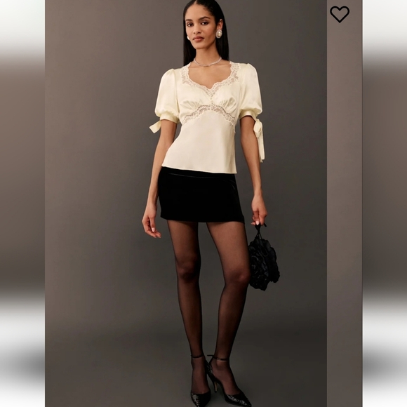 Reformation Dolly Cream Silk Top Size 8 NWT - Picture 12 of 12